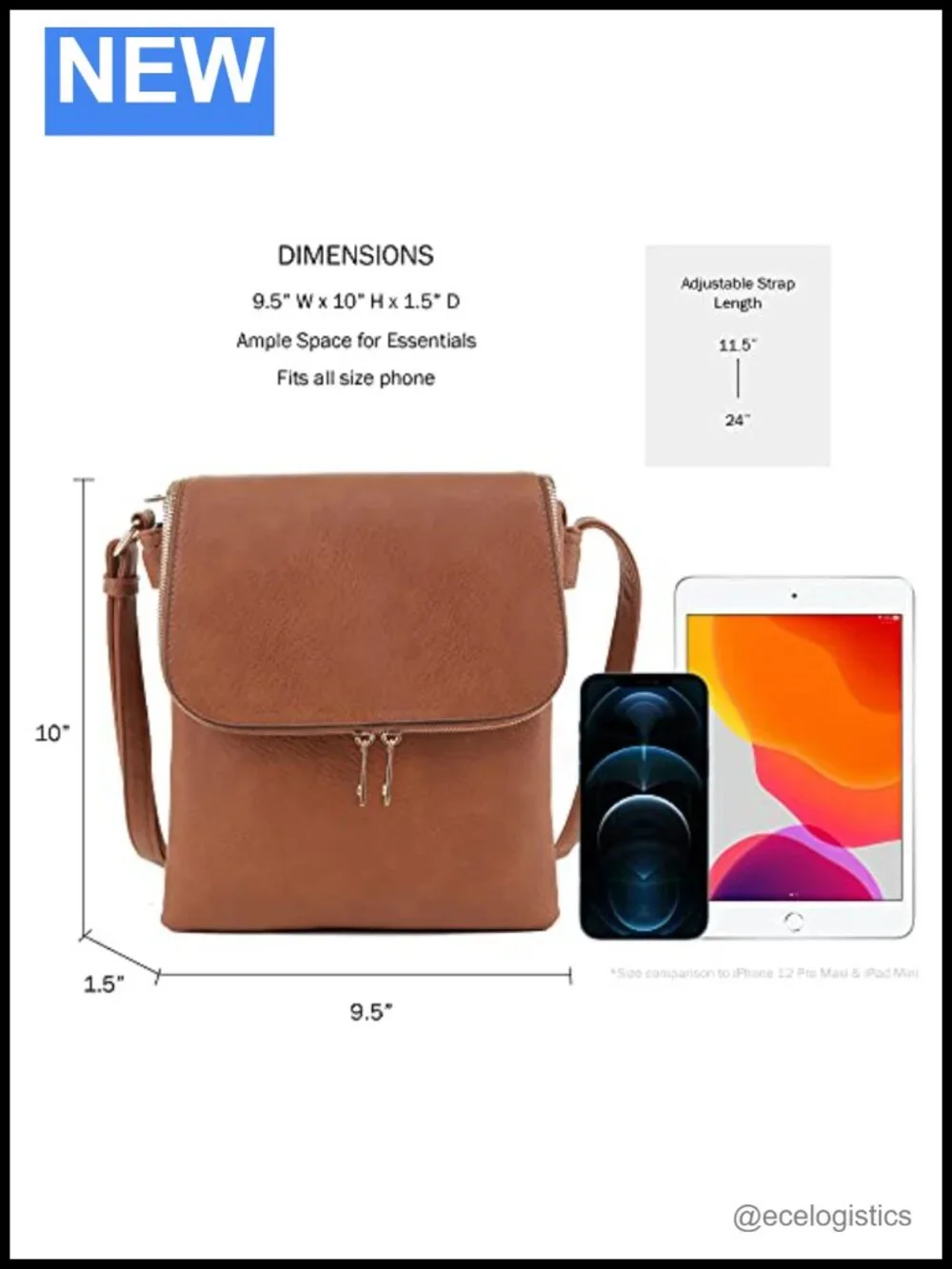 Concealed Carry Crossbody Bag with Lock & Key - Vegan PU Leather